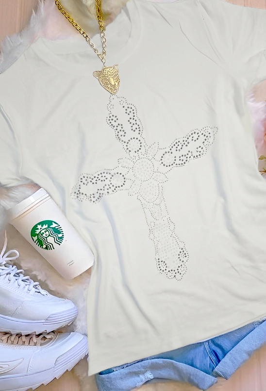 Camiseta Feminina - Strass Cruz